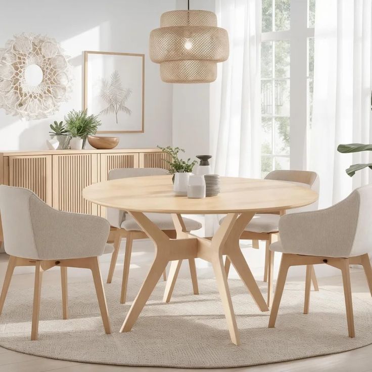 a round table with four chairs around it