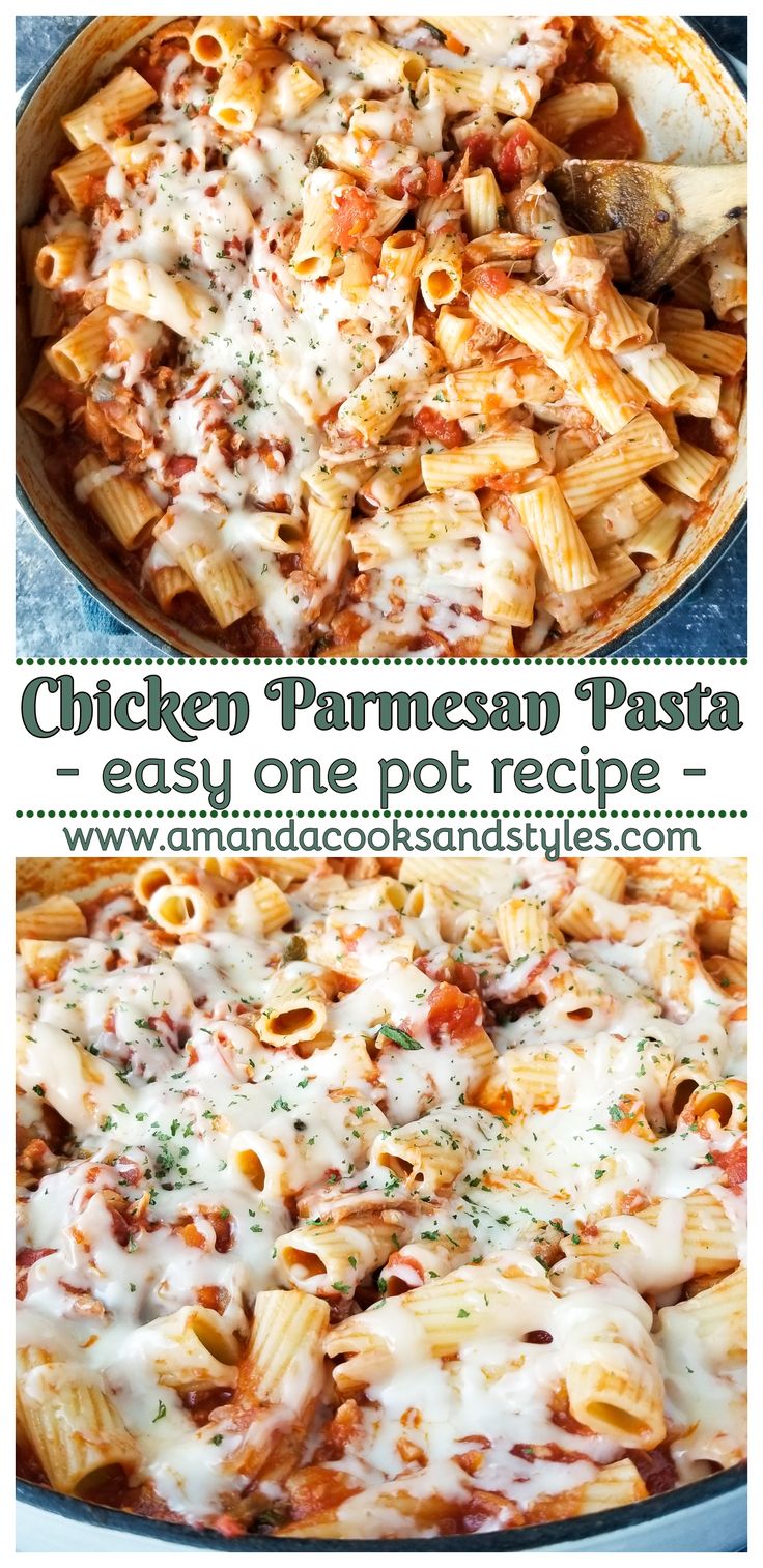 chicken parmesan pasta is an easy one pot meal