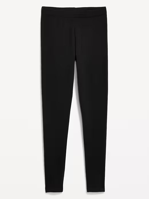 High-Waisted Fleece-Lined Leggings | Old Navy Versatile Pull-on Leggings For Fall, Fall Athleisure Pants For Workwear, Fall Workwear Bottoms With Ribbed Waistband, Versatile Stretch Sweatpants For Work, Full Length Leggings With Wide Waistband For Fall, High Waist Athleisure Leggings For Work, Stretch Bottoms For Everyday In Fall, Versatile Yoga Pants With Elastic Waistband For Workwear, Athleisure Workwear Bottoms For Fall