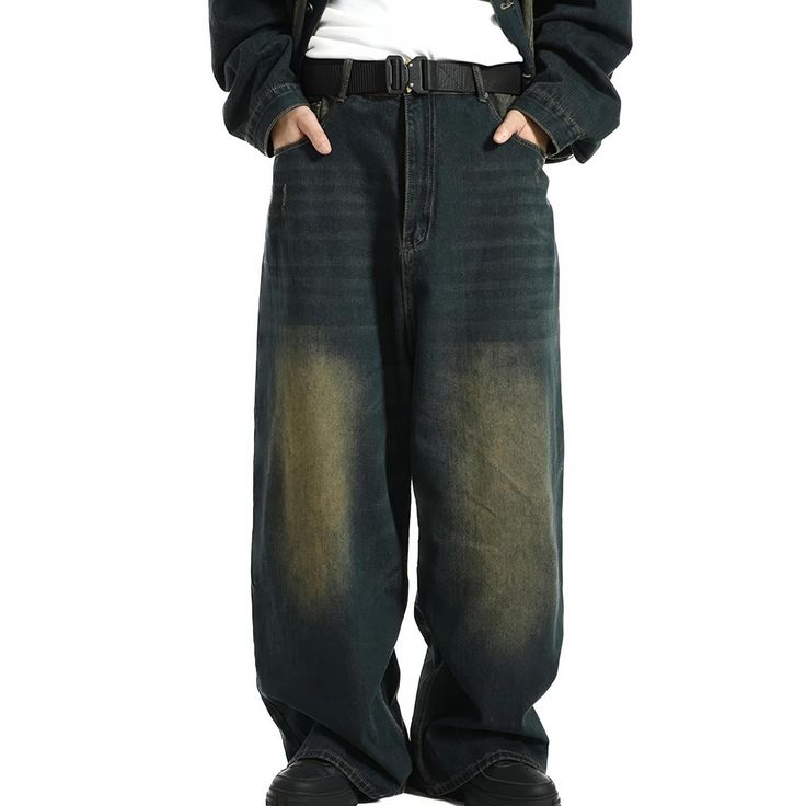 Buy the Extra Baggy Washed Retro Jeans And Other Streetwear Pants From Starphase. Just $68.00 With Free Delivery Men Baggy Jeans, Skater Men, Street Style Hip Hop, Hip Hop Trousers, Baggy Jeans Outfit, Urban Apparel, Straight Denim Jeans, 90s Skater, Jeans Street Style