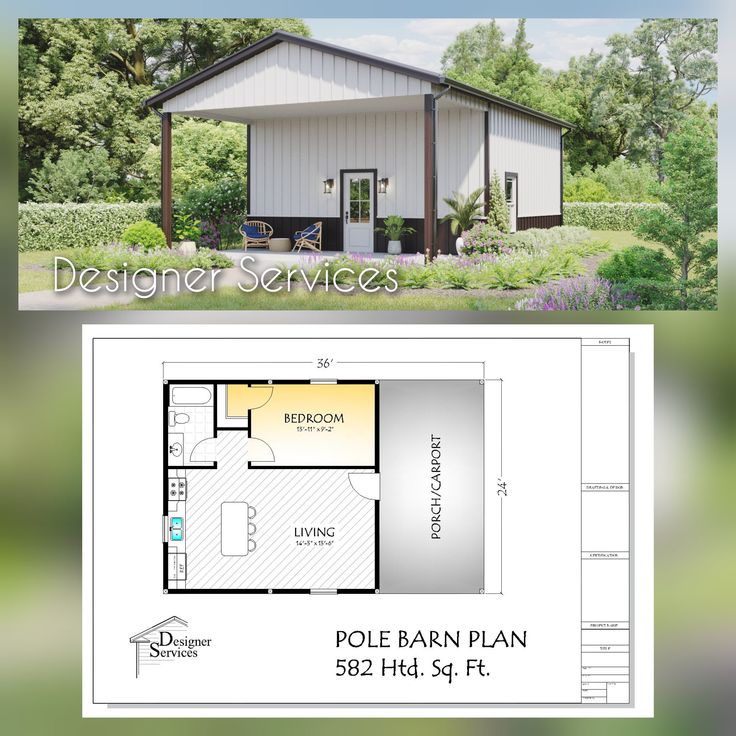 a small house with the floor plan and measurements