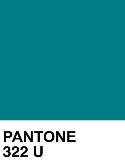 the pantone color is 322 u, and it's teal green