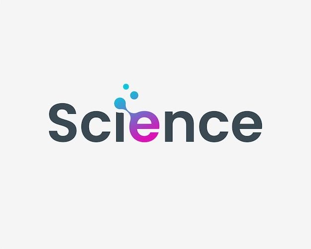 the word science is written in black and purple on a white background with an image of bubbles