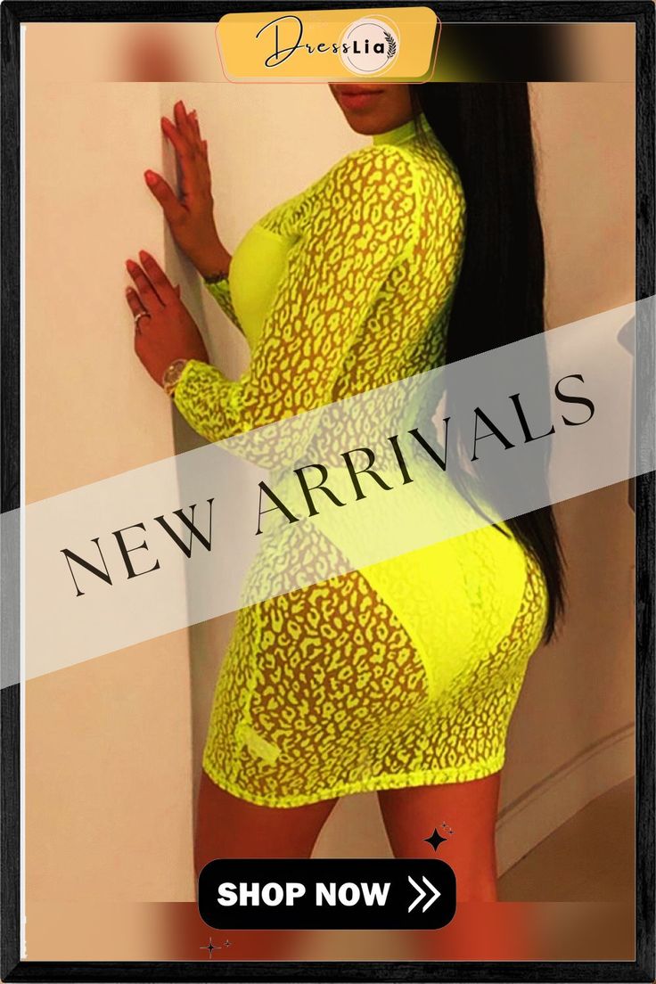 Sheer Leopard Print Bodycon Dress Yellow Bodycon Dress For Club In Spring, Yellow Bodycon Dress For Club And Spring, Yellow Bodycon Dress For Club And Spring Season, Yellow Stretch Dress For Club, Yellow Mini Dress For Club In Spring, Spring Club Mini Dress In Yellow, Yellow Mini Dress For Spring Clubbing, Leopard Print Bodycon Dress, Printed Bodycon Dress