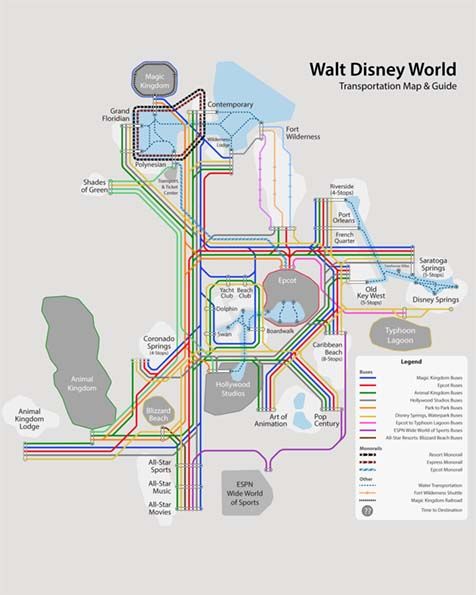 the disney world transportation map is shown