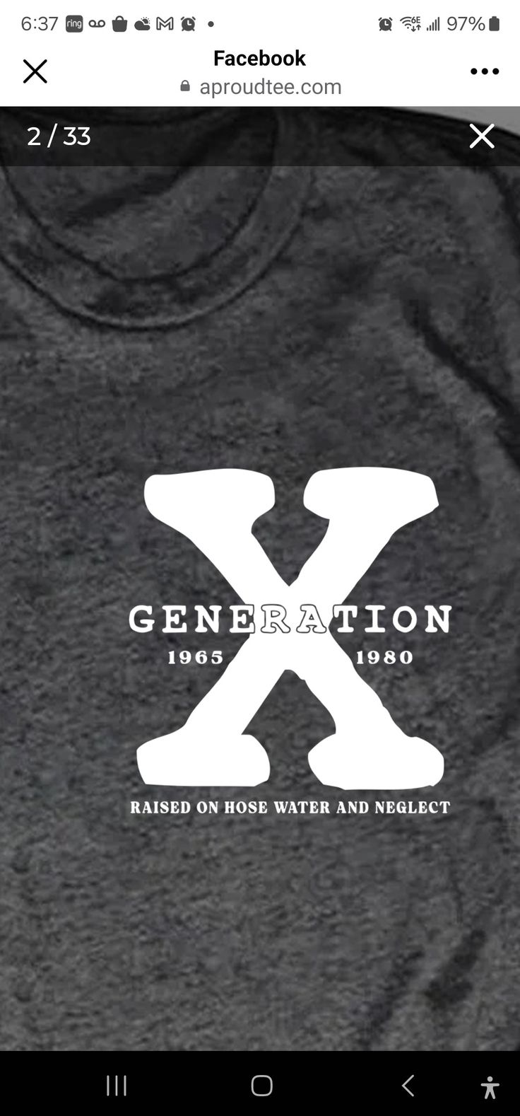 a t - shirt with the word generation on it and an x logo in white