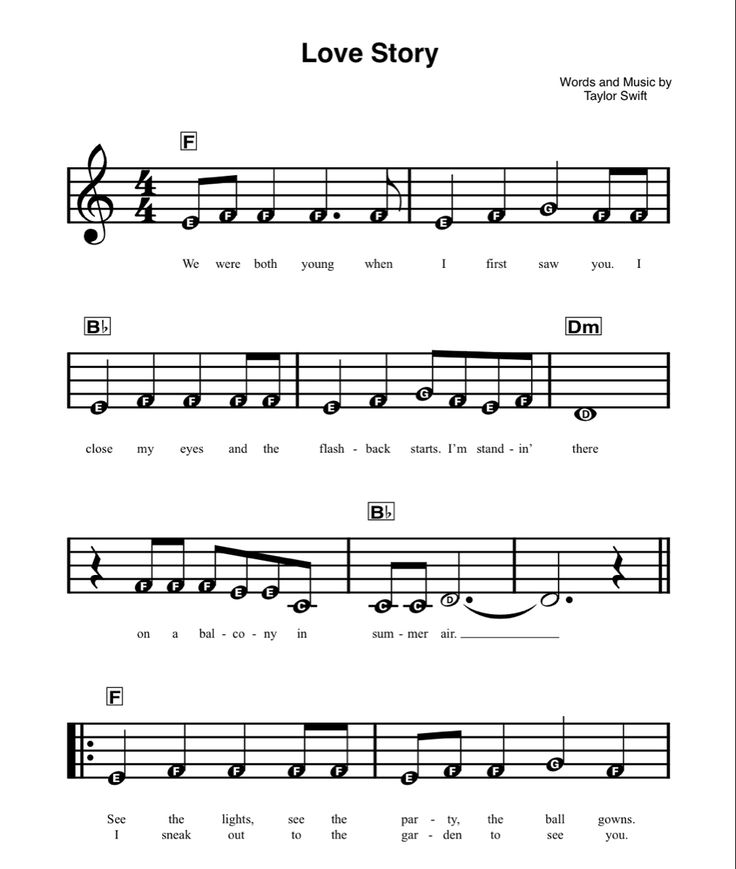 sheet music with the words love story on it