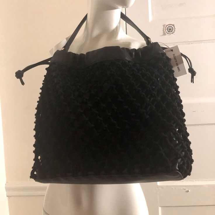 Elizabeth And James.Black Mesh Market Shoulder Bag Vegan Purses, Suede Purse, Net Bag, Brown Leather Bag, Leather Satchel Bag, Black Shoulder Bag, Leather Crossbody Purse, Boho Bag, Elizabeth And James