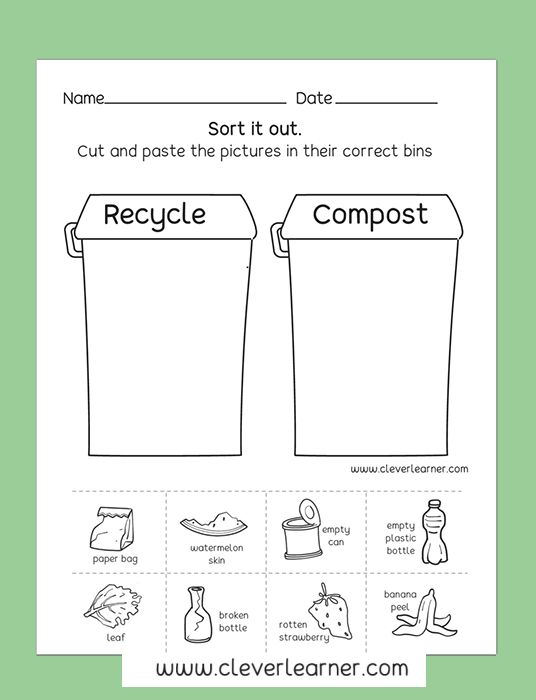 a printable worksheet to teach children about recyclement and recycling