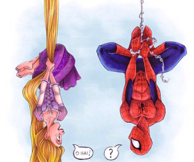 a drawing of a spider - man and a blonde haired girl