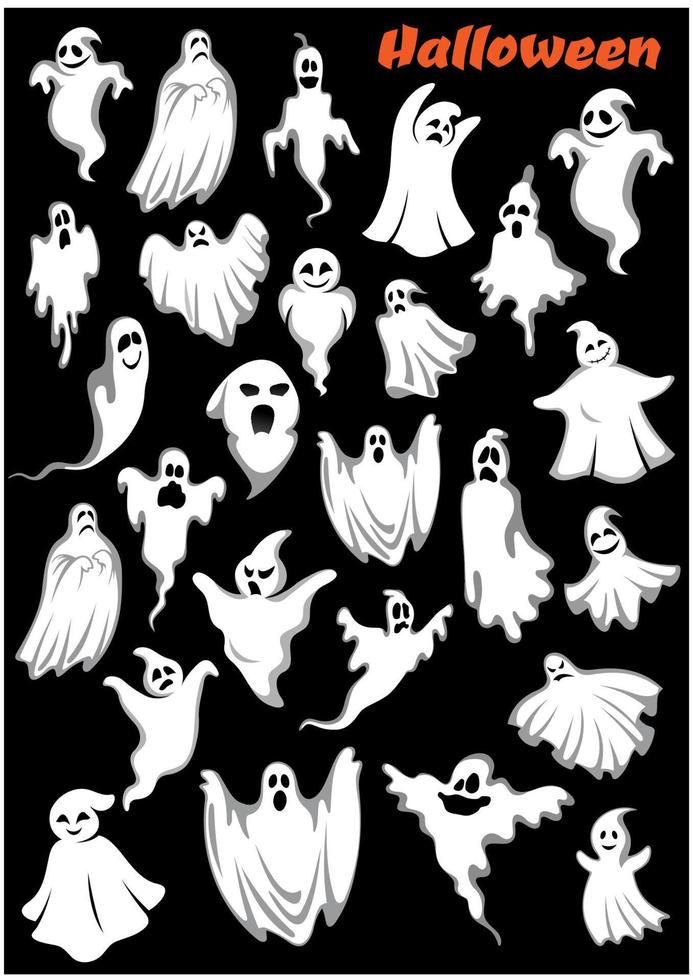 halloween ghost silhouettes on black background