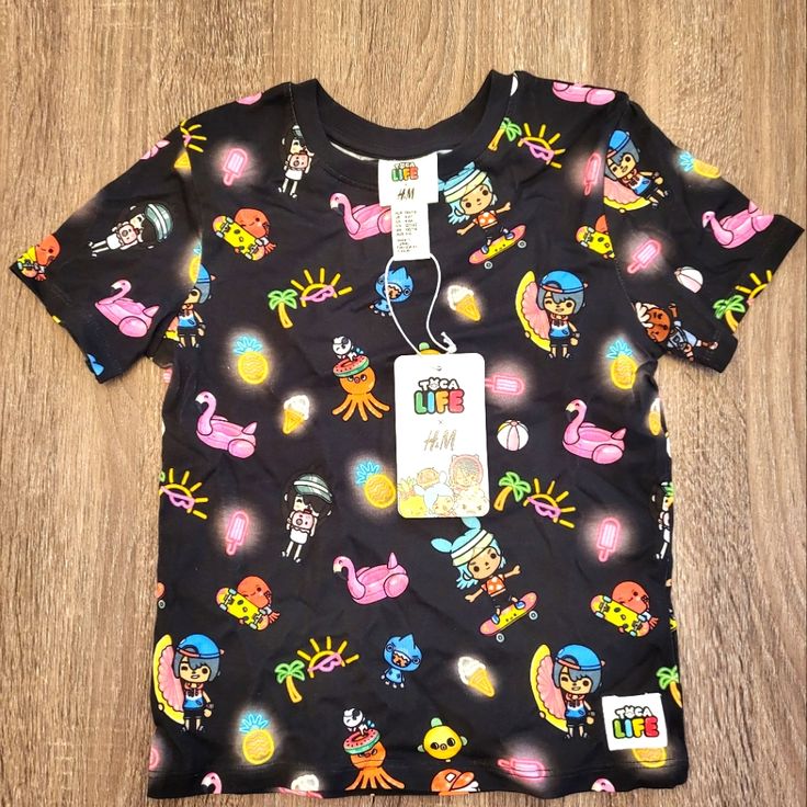 6 Piece 4t Bundle Casual Tops With Character Print For Playtime, Black Tops With Cartoon Print For Playtime, Black Cartoon Print Tops For Playtime, Playful Black Tops For Playtime, Fun Black Tops For Playtime, Unisex Tops For Playtime, Unisex Fun Tops For Playtime, Casual Multicolor Tops For Play, Multicolor Fun T-shirt For Playwear