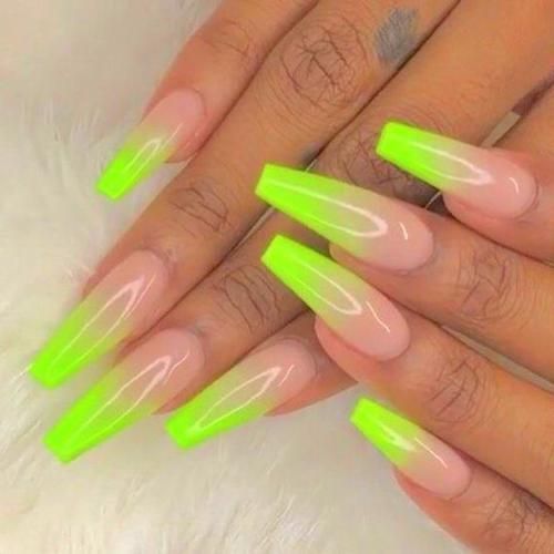 Lime Green Nails, Ombre Nail Art Designs, Neon Acrylic Nails, Neon Green Nails, Green Acrylic Nails, Ombre Acrylic Nails, Green Nail, Nail Art Ombre, Nails Tumblr