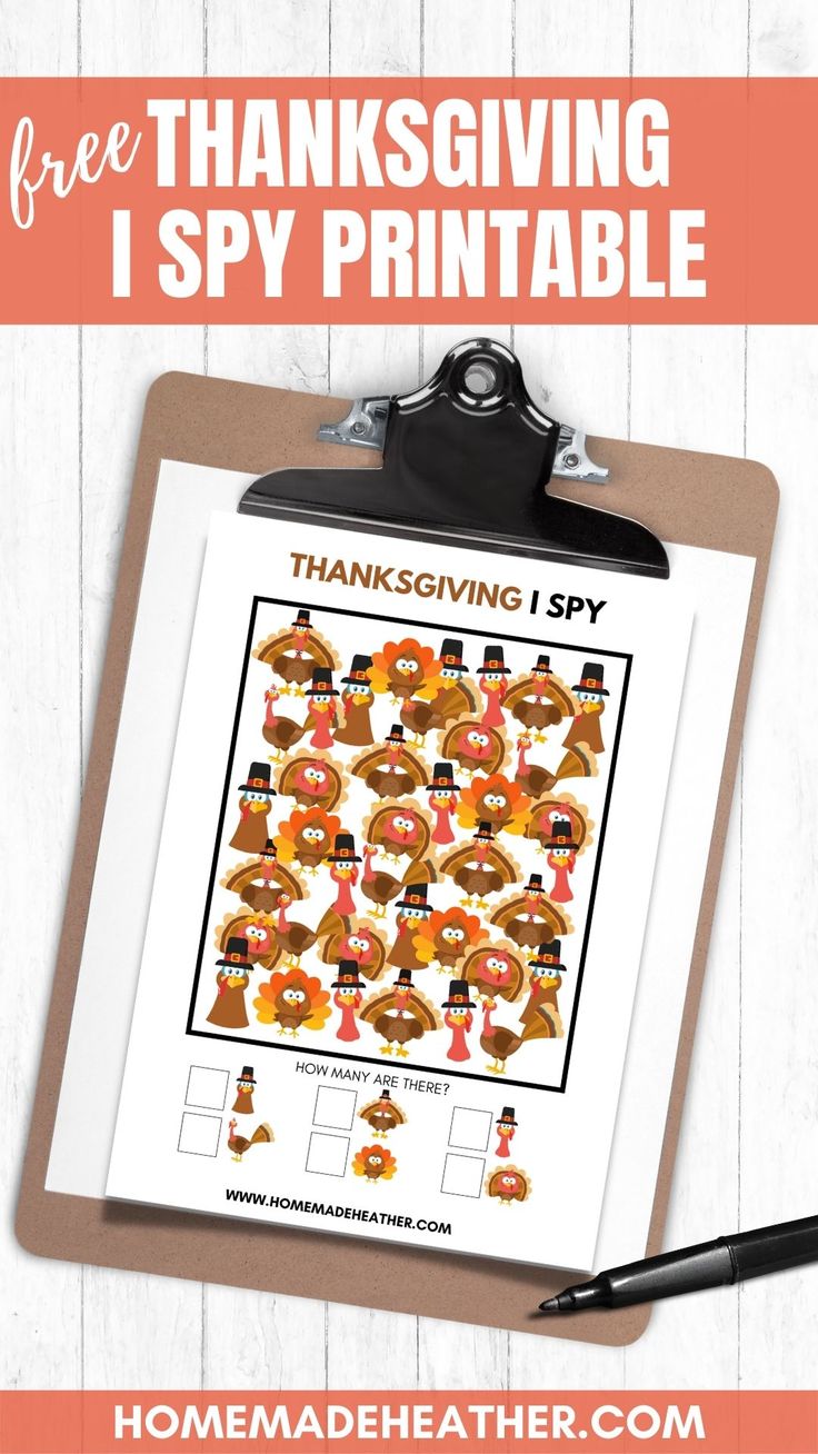 a clipboard with thanksgiving printables on it and the words free for thanksgiving i spy printable