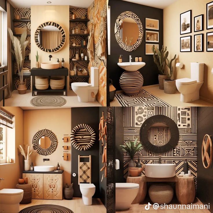 the bathroom is decorated in african style