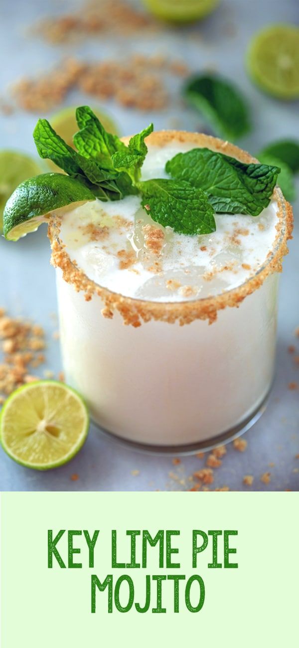 key lime pie mojito in a glass with mint garnish on top