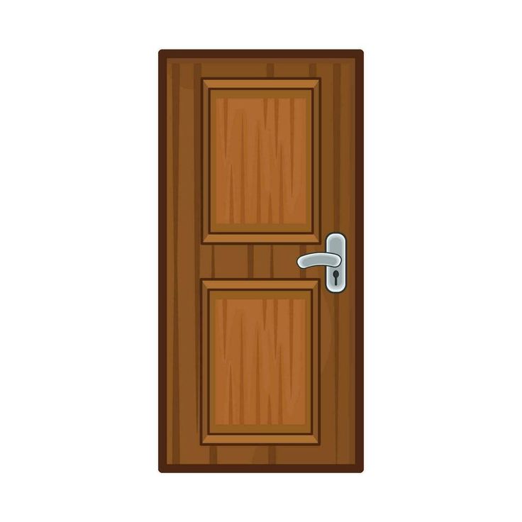 an open wooden door with a handle on the front and side panels, isolated against a white background