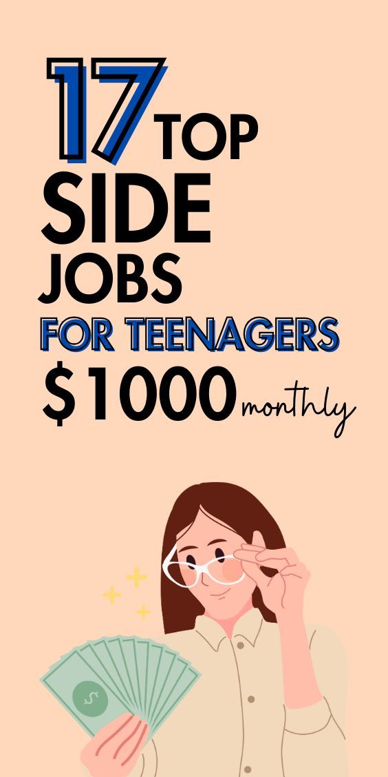 a woman holding money and talking on the phone with text that reads 17 top side jobs for teenagers $ 1, 000