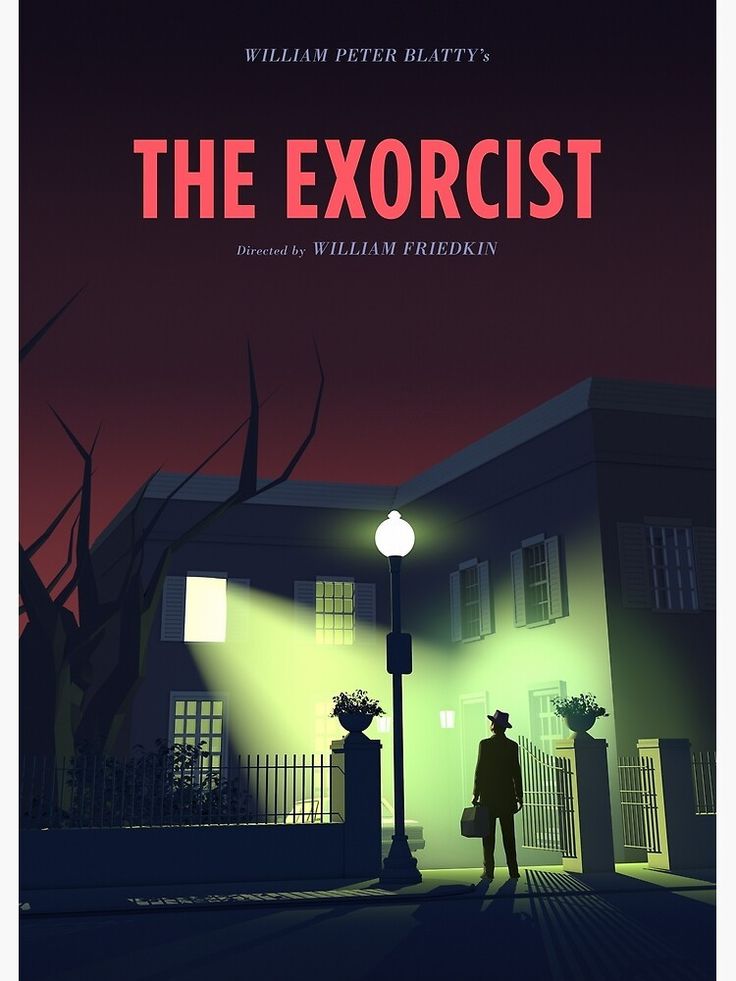 the exorcrist movie poster with a man standing in front of a house