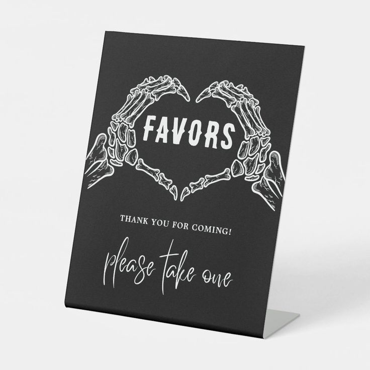 a greeting card with two hands making a heart shape and the words favors written on it