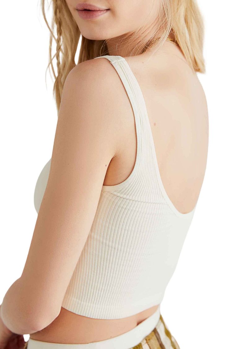 Every closet craves this seamless and stretchy crop top that's ideal for everyday layering. 16" length (size M/L) Scoop neck 92% nylon, 8% spandex Machine wash, dry flat Made in the USA Seamless Scoop Neck Crop Top For Loungewear, White High Stretch Seamless Crop Top, White Seamless Tank Crop Top, White Seamless High Stretch Crop Top, White Seamless Top With Scoop Back, White Ribbed Scoop Neck Crop Top, White Seamless Scoop Back Top, White Seamless Tops With Scoop Back, Bra-friendly Scoop Neck Crop Top