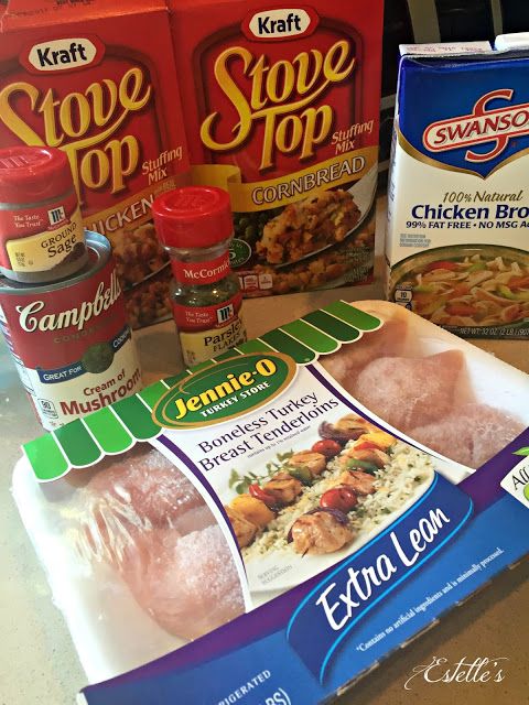 the ingredients for chicken broth are displayed on a counter top in front of packages of soup