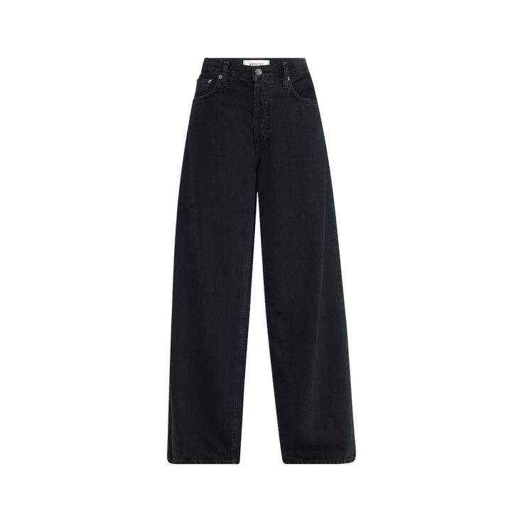 AGOLDE "Low Slung Baggy" jeans in black denim  Low-rise; sits at the hip Five-pocket style Wide legs Full length Button/zip fly; belt loops  Cotton Imported Modern Black Jeans With Belt Loops, Chic Black Jeans With Belt Loops, Black Jeans With Belt Loops, Evening Flats, Cocktail Jacket, Wide Legs, Lingerie Sleepwear, Baggy Jeans, Bergdorf Goodman