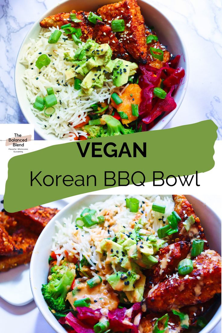 vegan korean bbq bowl with broccoli and rice