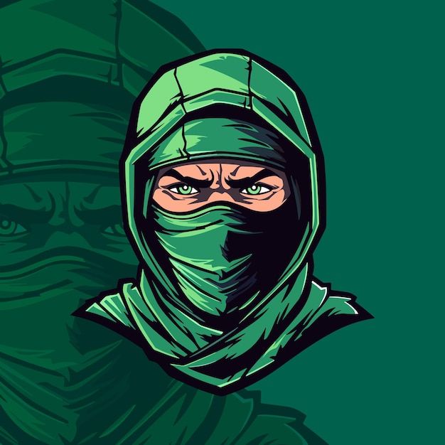 a man in a green hoodie with his face covered by a bandana and looking at the camera