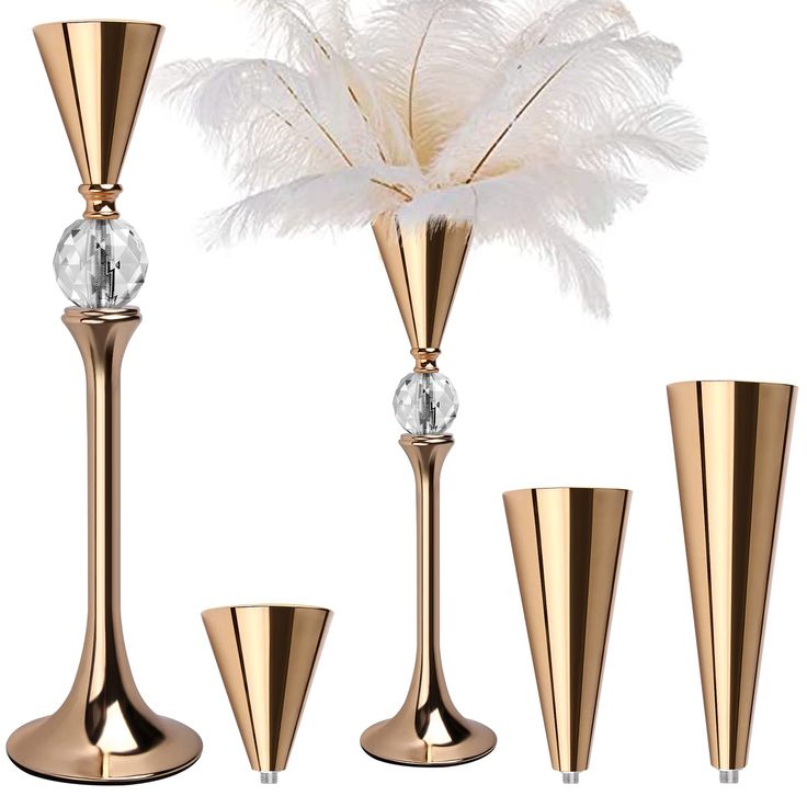 PRICES MAY VARY. Elegant Design and Sparkling Crystal Beads: The unique tall trumpet design makes vases for centerpieces absolutely elegantly and beautiful, add color to your event, home and impress your guests. Besides, compared to other gold vases without crystal beads, the gold vase design with a beautiful crystal Ball that add extra sparkles to make your weddings, parties or home more gorgeous and appealing. DIMENSION: Total Height 15.7"/40cm, Base Diameter 4.72"/12cm, Top Plate Diameter 3.3 Gold Flower Vase, Decorations Wedding Reception, Table Decorations Wedding, Wedding Vase Centerpieces, Wedding Reception Table Decorations, Feather Centerpieces, Gold Centerpieces, Wedding Reception Decor, Dinner Event