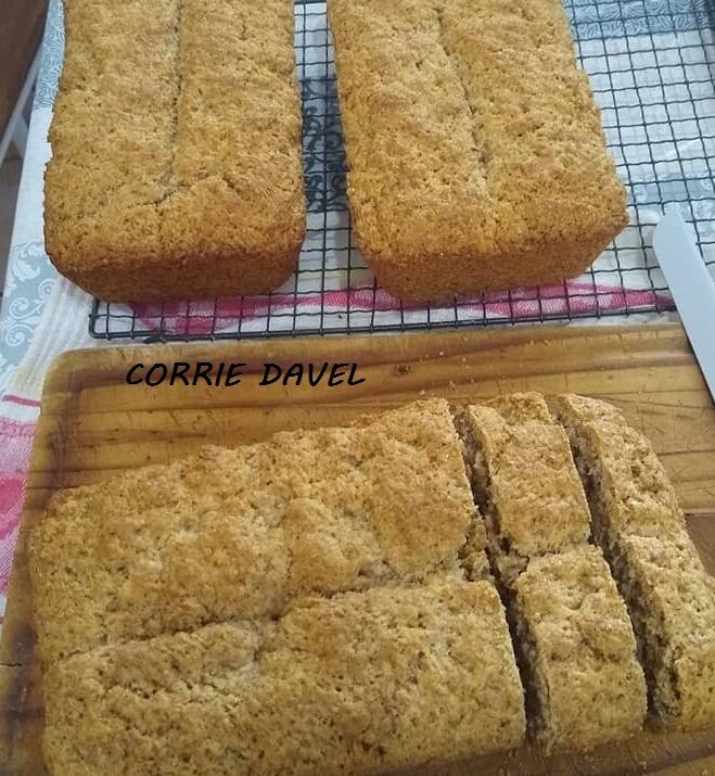 three different types of bread on a cooling rack with the words cornmeal above them