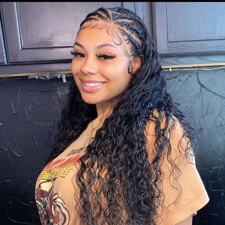 alisahchanel_ Braided Front Straight Back, Half Scalp Braids Half Sew In, Cornrows In Front Curly In Back, Half Braid Half Down, Half Sewin Half Braids, Hair Styles With Weave, Half Braids Half Sew In Weave, Styles With Weave, Weave Braids