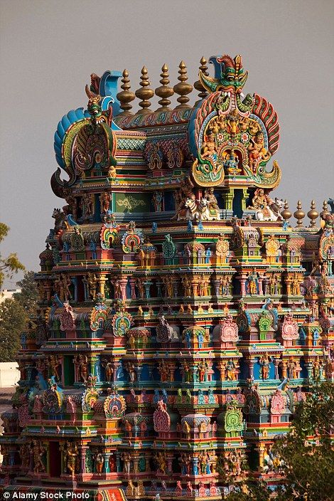 an elaborately decorated temple in india