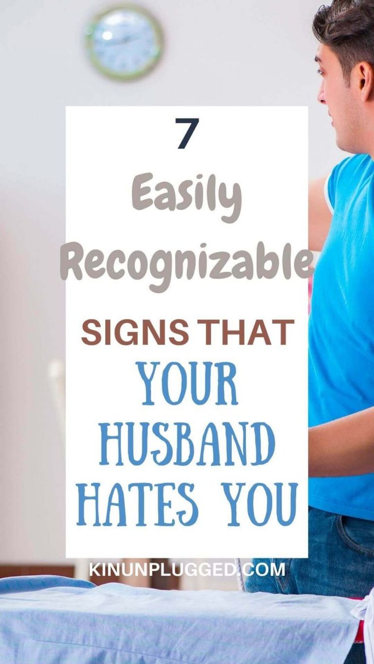 a man in bed with the text 7 easy recognizable signs that your husband hates you