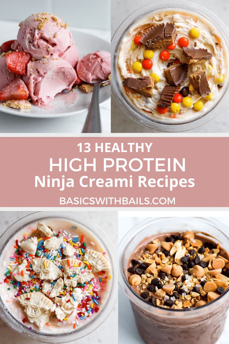 high protein ice cream desserts with text overlay