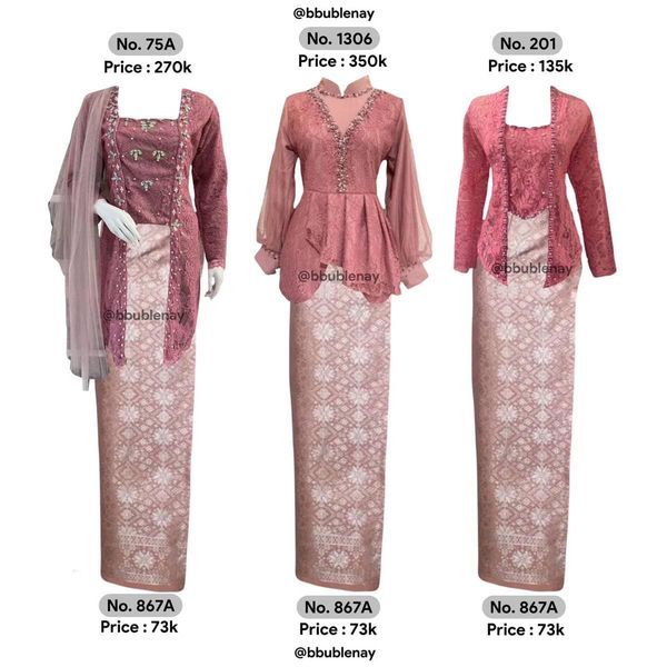 three different types of dresses on display with price tags in english and arabic, no 724a