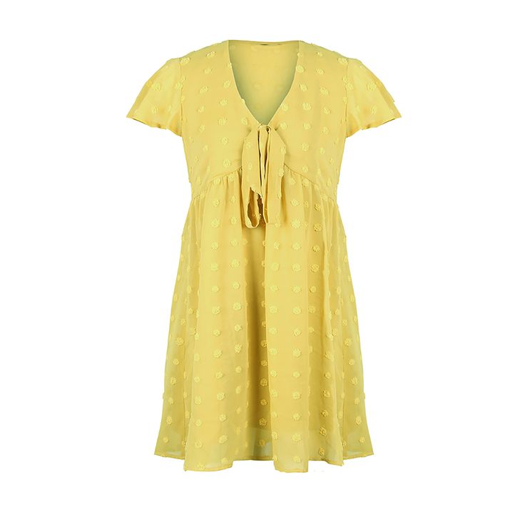 Yellow V Neckline Bowknot Front Mini Dress Casual V-neck Dress With Tie Back, V-neck Spring Dresses With Bow Detail, Mini Dresses With Tie Fastening For Daywear, Mini Dress With Tie Fastening For Daywear, Tie Fastening Mini Dress For Daywear, Casual Summer Dress With Bow, Casual V-neck Sundress With Tie Back, Summer Tie-neck Midi Dress, V-neck Dress With Tie Fastening For Day Out