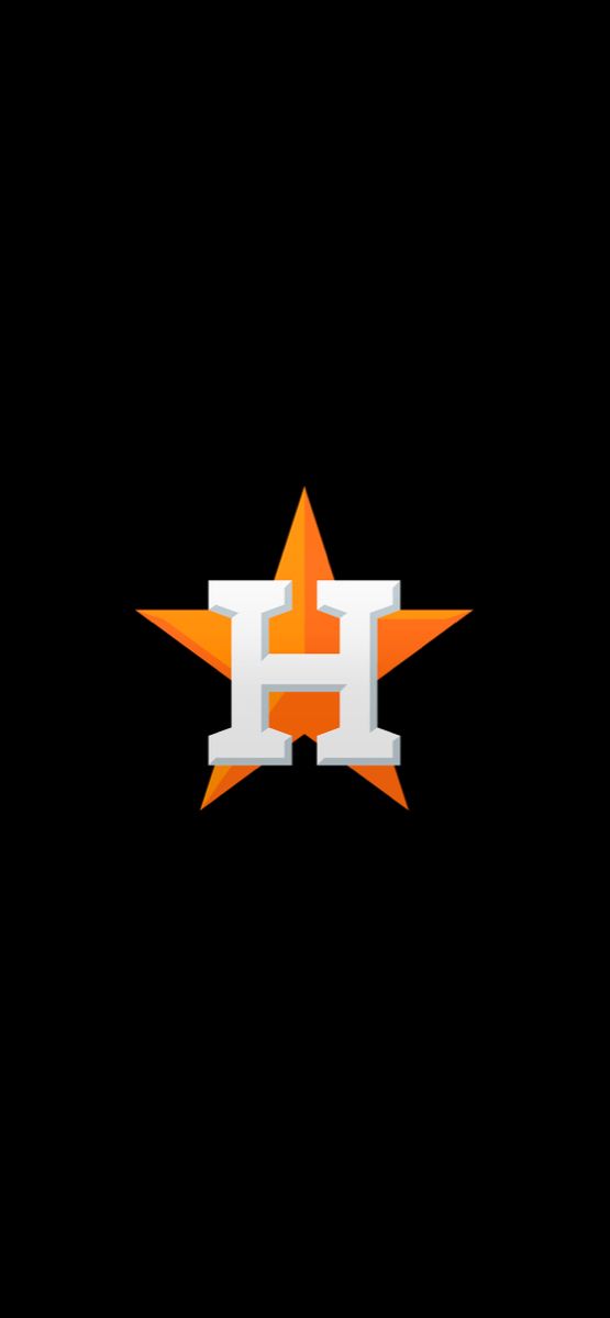 an orange and white star with the letter h in it's center on a black background