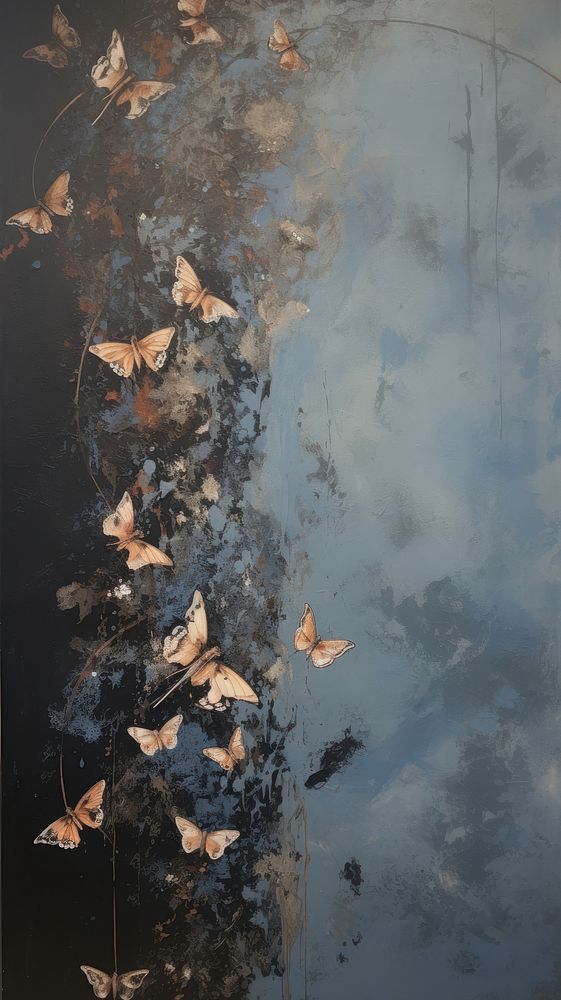 a painting with lots of butterflies on it