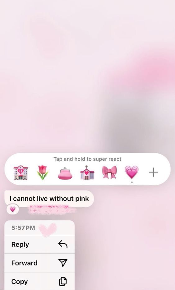 two messages are shown with hearts and bows on the pink background, one says i cannot live without pink