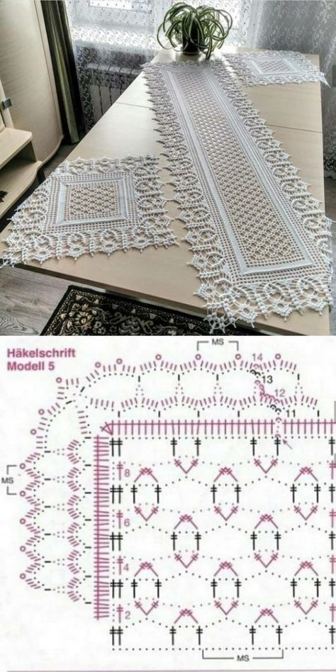 an image of a table that has been made with crochet and is being displayed