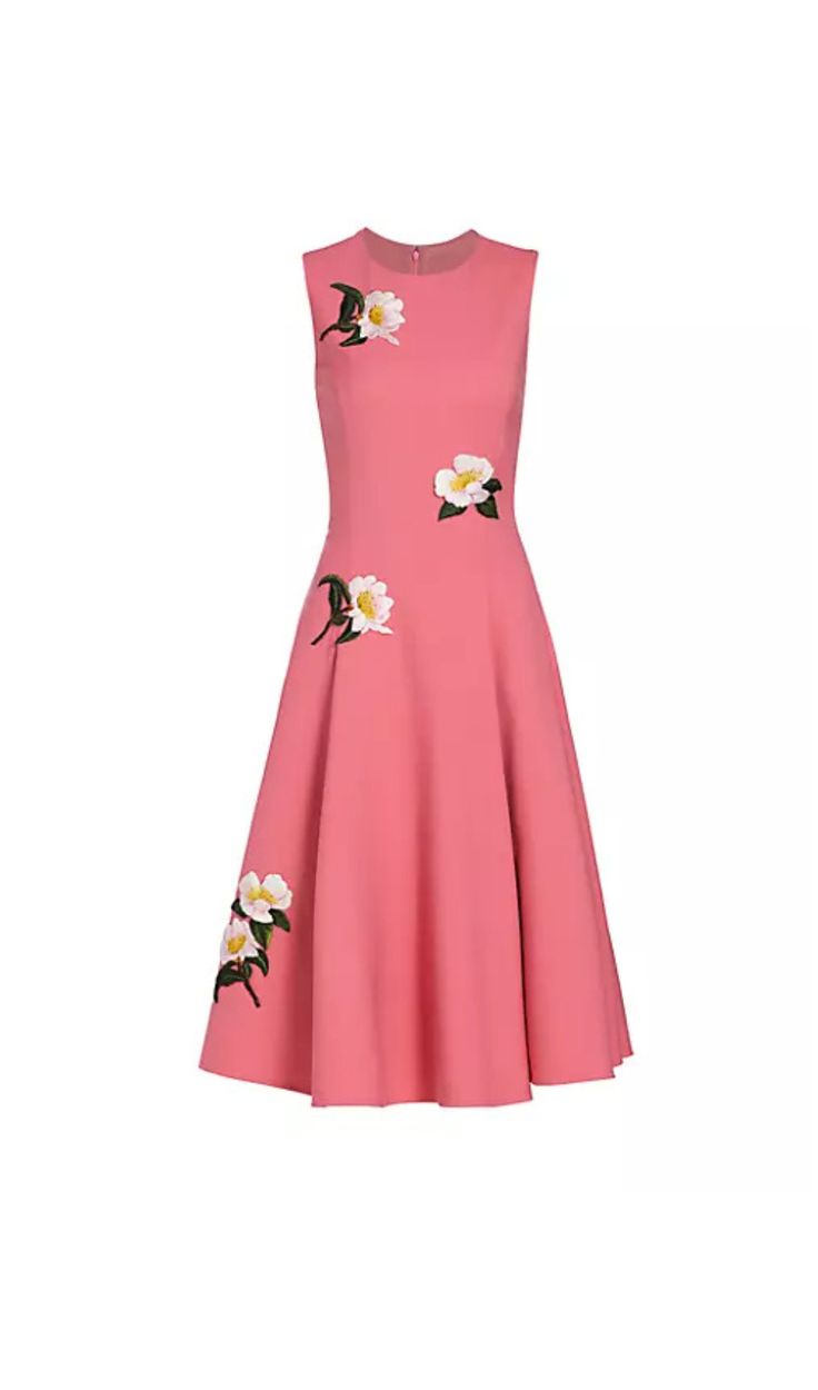 Featuring intricate floral appliqués, this dress is perfect for any springtime event. Enjoy the playful and unique design of our dress, making you stand out in a sea of plain outfits. (No boring flower dresses here!)" Round neck Sleeveless Fit-and-flare silhouette Contrast embroidered floral appliqués Princess seams Back concealed zip closure Lined Self: 94% wool/5% elastane/1% polyamide; lining: 100% polyester Dry clean Colour may vary due to lighting on images. The product images (without model) are closest to the true colour of the product.Item runs true to size chart and is cut to suit our size chart. Please refer to our size chart for the best fit. Do not size up or down.