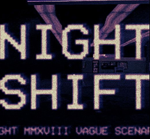 the words night shift are displayed in front of an image of a person's hands