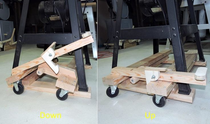 two pictures of some sort of dolly with wheels on each side and the other side