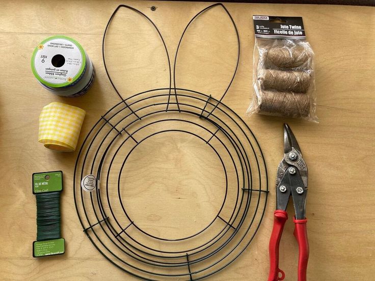 the supplies needed to make an easter bunny wreath