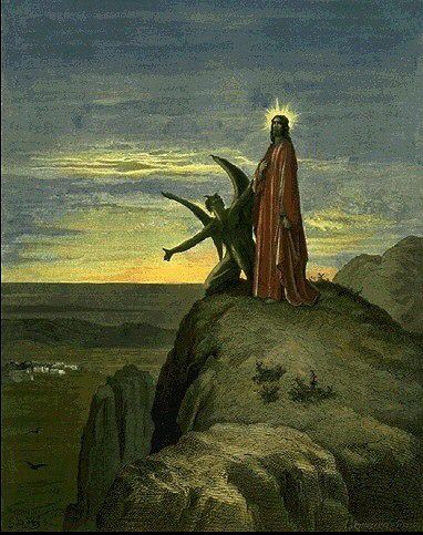 an image of jesus standing on top of a mountain