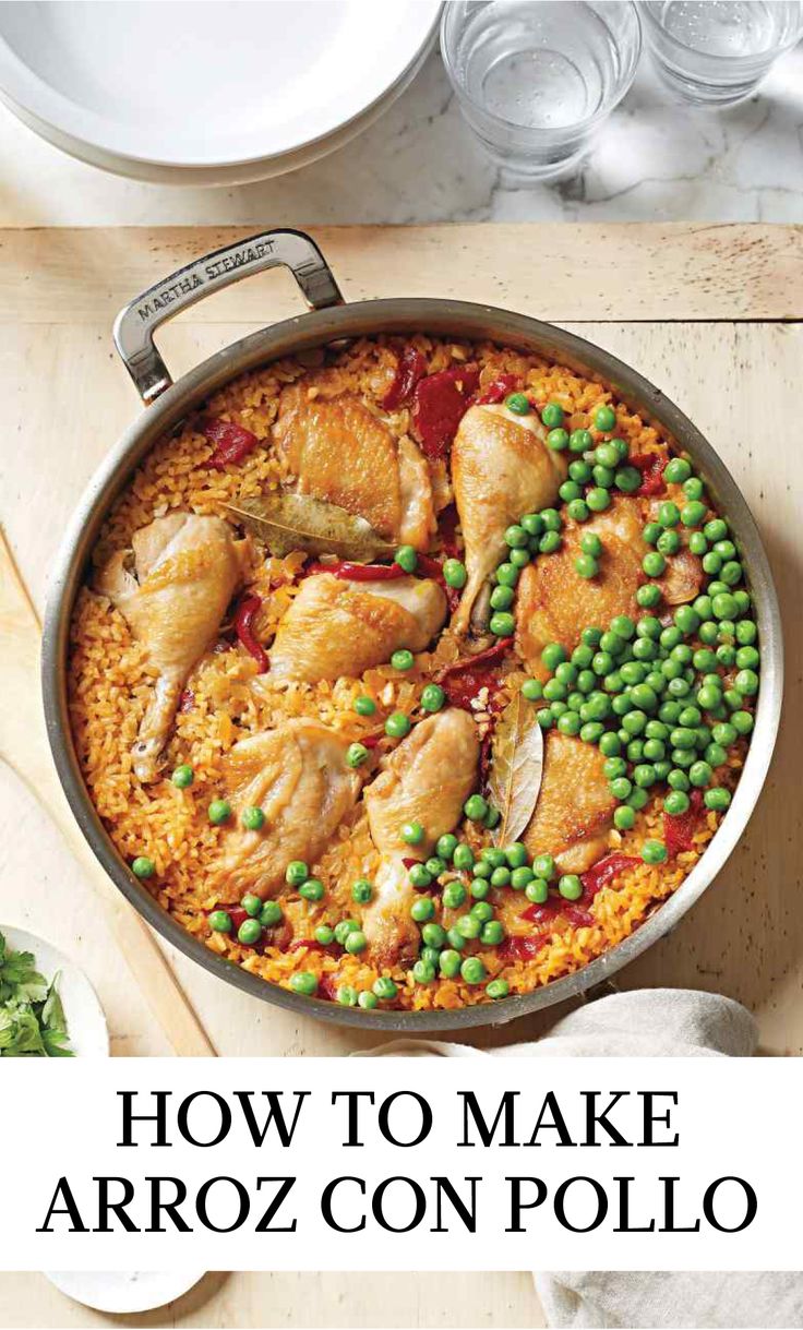 how to make arroz con polllo with chicken and peas in a skillet