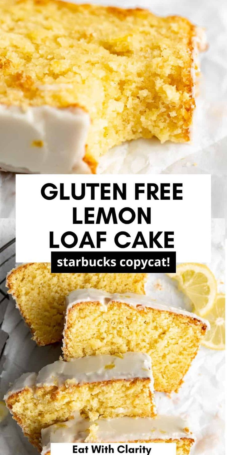 gluten free lemon loaf cake with white icing