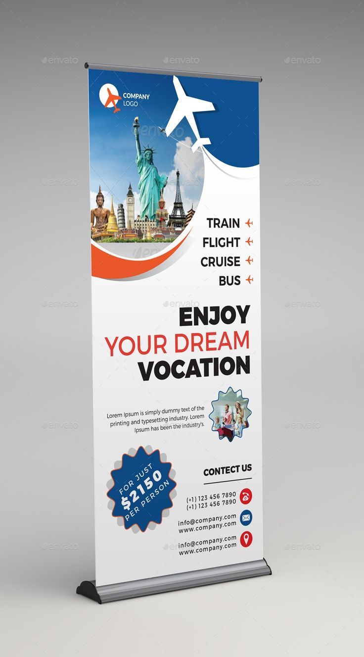 Travel Agency Roll-up Banner Travel Roll Up Banner, Poster Banner Design, Travel Banner Design, Travel Agency Poster, Pull Up Banner Design, Rollup Design, Standing Banner Design, Standing Banner, Rollup Banner Design