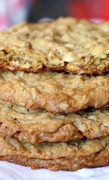 three oatmeal cookies stacked on top of each other